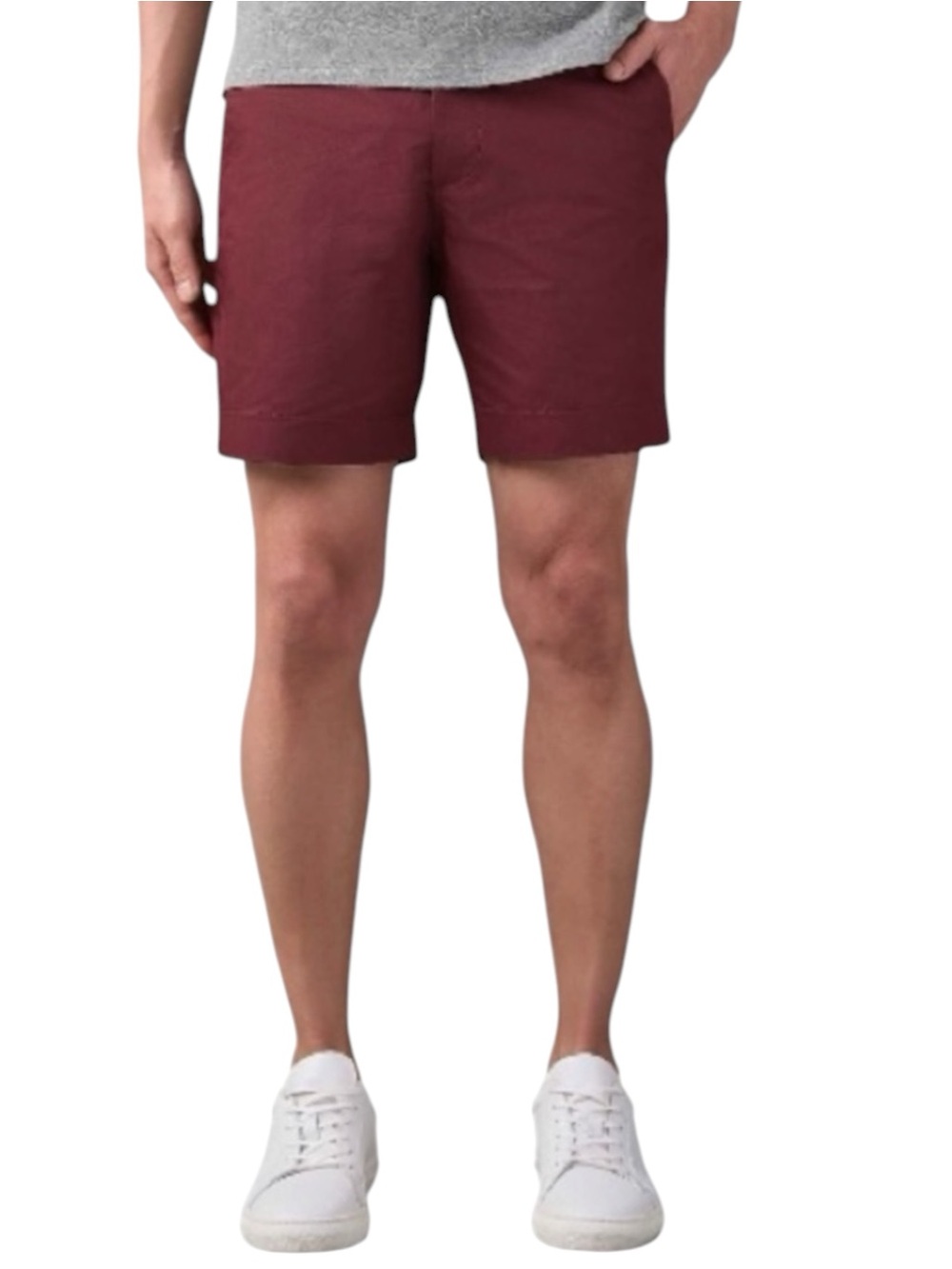 Spier & Mackay Mens Cotton Flat Front Shorts Burgundy Size Waist 30